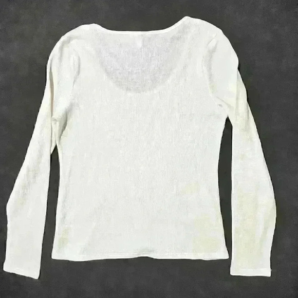 Y2K Juicy Couture Womens Logo Waffle Scoop Neck Long Sleeve Top Size Medium - Picture 2 of 9